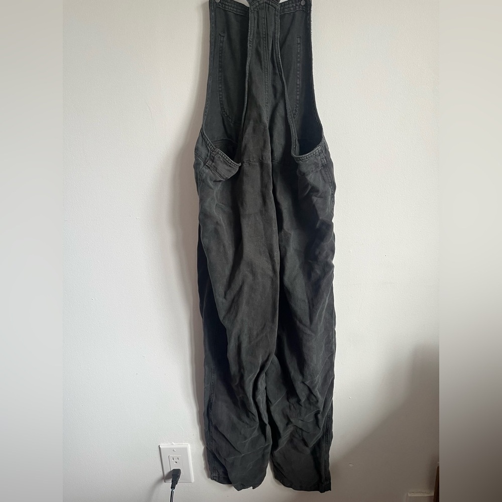 Aerie Charcoal Gray Cotton Werk & Play Twill Adjustable Overalls Jumpsuit XS - Picture 7 of 11
